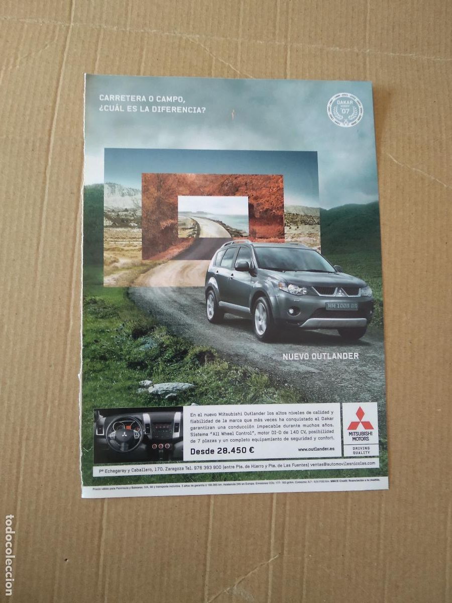 Coleccionismo deportivo: HOJA REVISTA ZARAGOZA PUBLICIDAD MITSUBISHI MOTORS COCHE ESTADISTICAS Y EVOLUCION