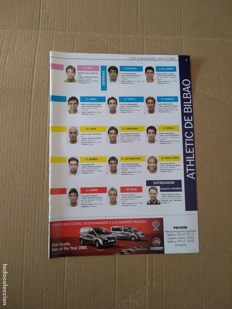 Coleccionismo deportivo: HOJA REVISTA ZARAGOZA ATHLETIC CLUB BILBAO EQUIPO PLANTILLA PUBLICIDAD CERVEZA AMBAR