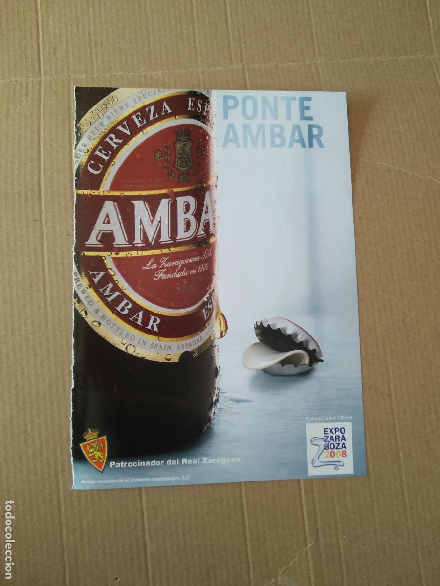 Coleccionismo deportivo: HOJA REVISTA ZARAGOZA PUBLICIDAD AMBAR CERVEZA CAJALON