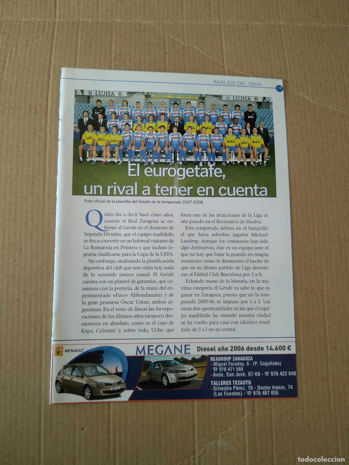 Coleccionismo deportivo: HOJA REVISTA ZARAGOZA EQUIPO PLANTILLA GETAFE PUBLICIDAD CERVEZA AMBAR