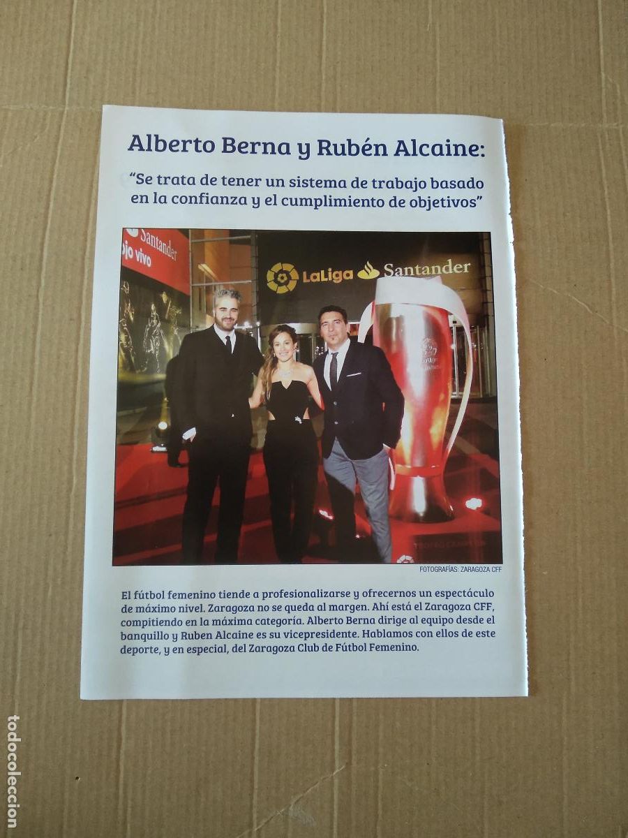 Coleccionismo deportivo: HOJA REVISTA ZARAGOZA ENTREVISTA ALBERTO BERNA Y RUBEN ALCAINE QUINIELO RAYO VALLECANO