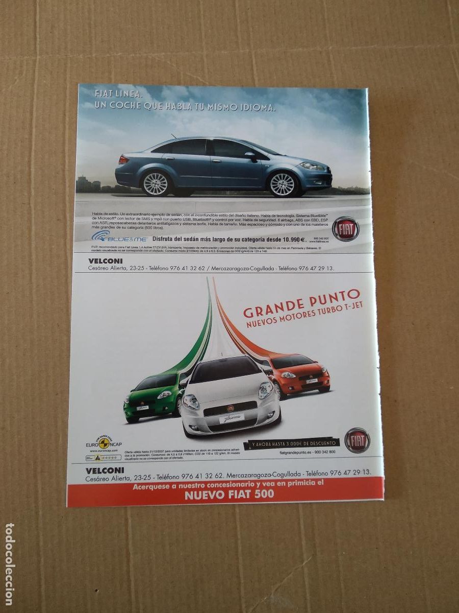 Coleccionismo deportivo: HOJA REVISTA ZARAGOZA PUBLICIDAD COCHE FIAT CONFIANZA UNIDAD Y OBJETIVOS FIRMES