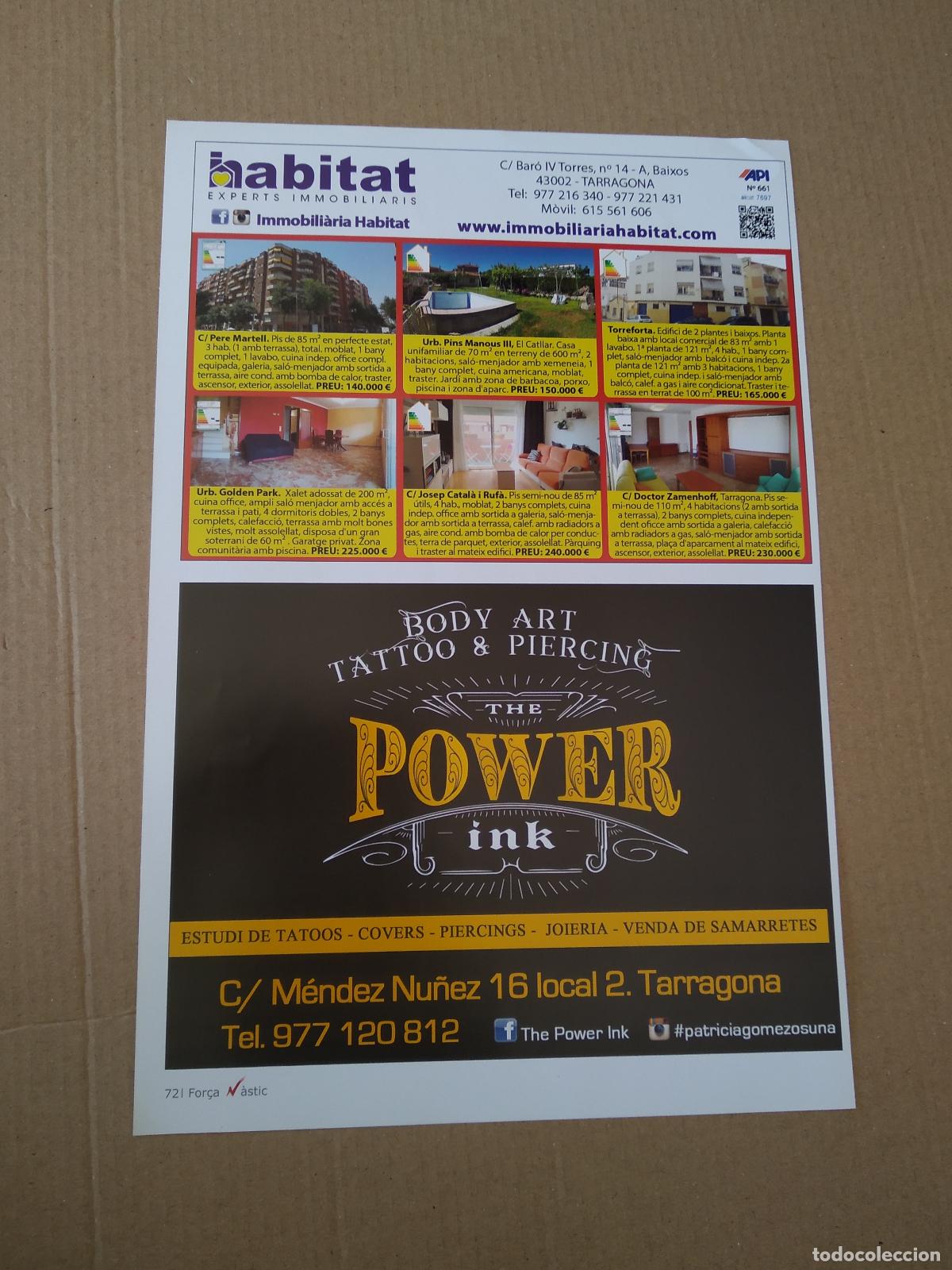 Sammelleidenschaft Sport: HOJA REVISTA NASTIC DE TARRAGONA PUBLICIDAD HABITAT EXPERTS IMMOBILIARIS THE POWER TATTOO PIERCING