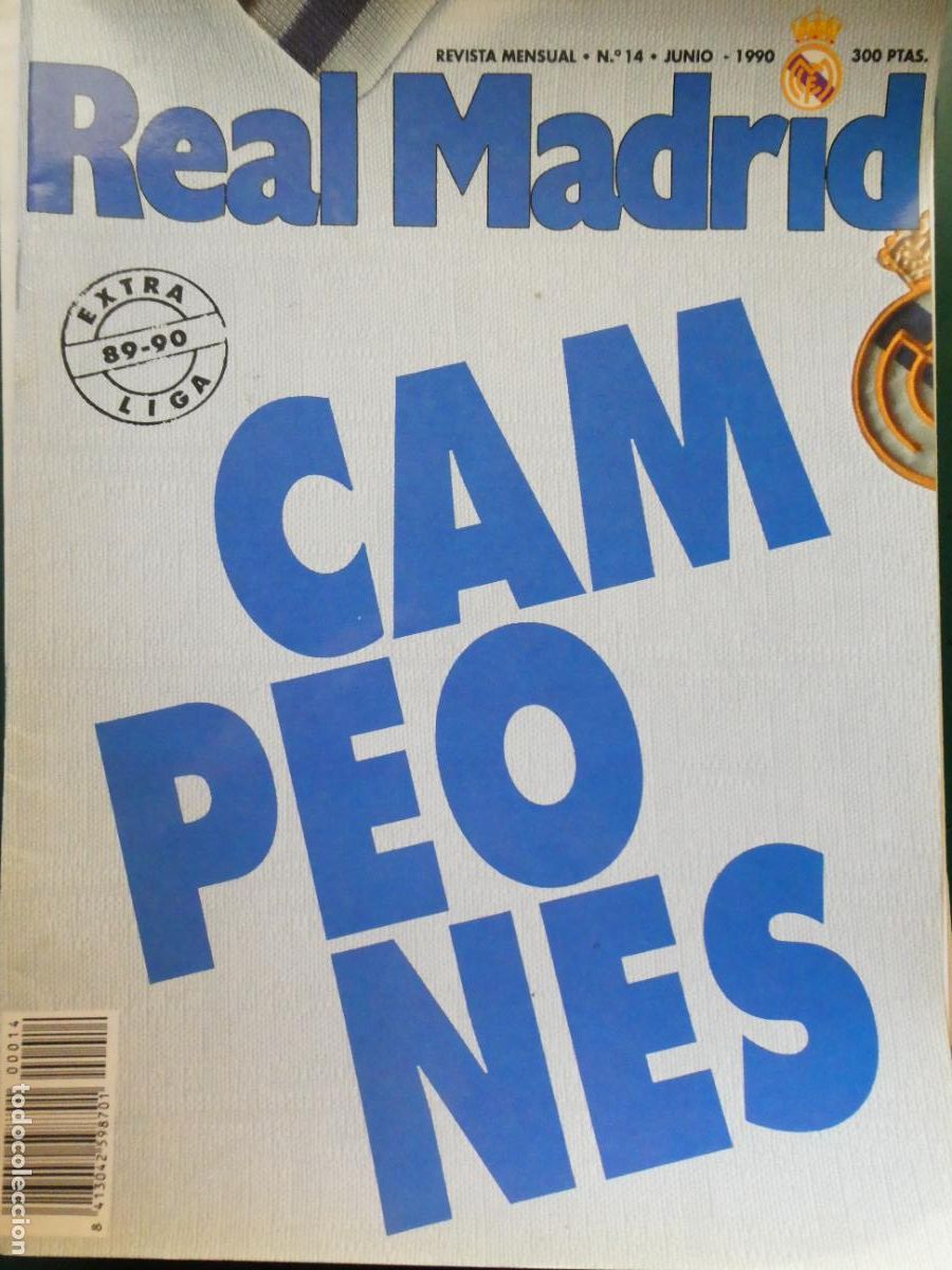Sports collectibles: REVISTA REAL MADRID CLUB DE F&Uacute;TBOL. N&ordm; 14 JUNIO 1990. EXTRA CAMPEONES LIGA 89 90. 82P. 220 GR