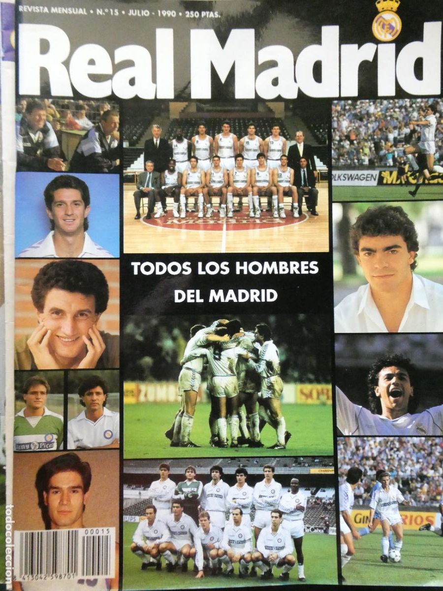 Coleccionismo deportivo: REVISTA REAL MADRID CLUB DE F&Uacute;TBOL. N&ordm; 15 JULIO 1990. BALONCESTO ROMAY ANTONIO MART&Iacute;N. 82P. 210 GR
