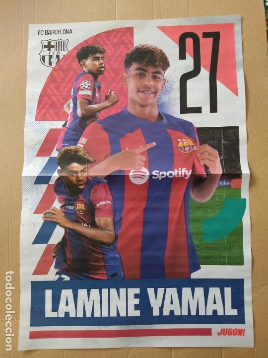 Coleccionismo deportivo: DOBLE POSTER 2 PAG REVISTA JUGON 2023-2024 ROOKIE LAMINE YAMAL BARCELONA GRIEZMANN ATLETICO 23-24