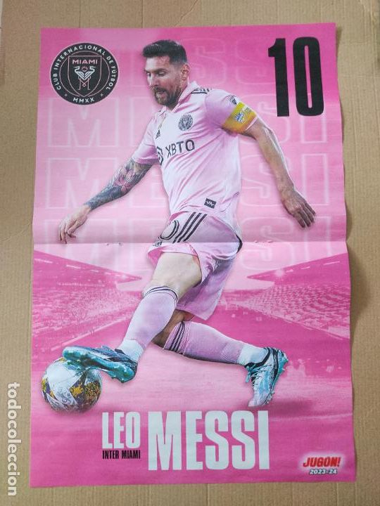 Coleccionismo deportivo: DOBLE POSTER 2 PAG REVISTA JUGON 2023-2024 MESSI INTER MIAMI CRISTIANO RONALDO AL NASSR FUTBOL 23-24