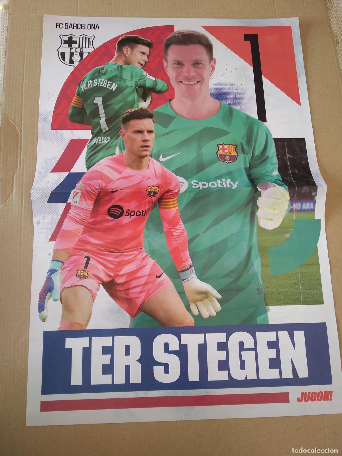 Sports collectibles: DOBLE POSTER 2 PAG REVISTA JUGON TER STEGEN BARCELONA BAR&Ccedil;A ESPA&Ntilde;A EQUIPO PLANTILLA EURO 2024