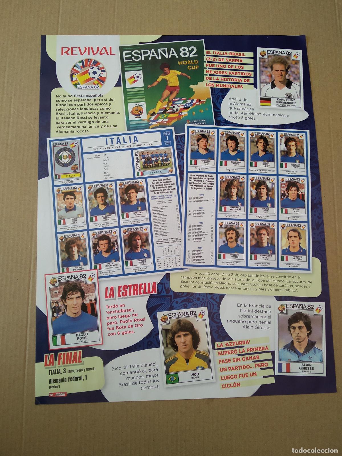 Coleccionismo deportivo: HOJA REVISTA JUGON REVIVAL ITALIA MUNDIAL 1982 WOLRD CUP COPA MUNDO ARGENTINA 1978 CROMO PANINI