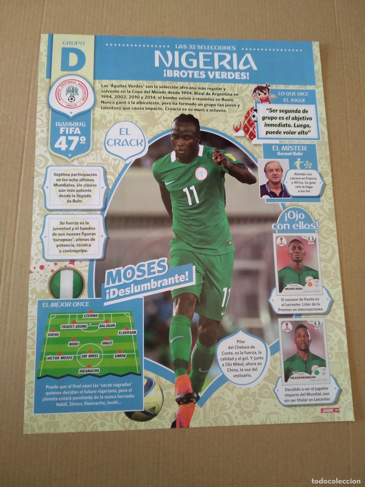 Coleccionismo deportivo: HOJA REVISTA JUGON MUNDIAL 2018 MOSES NIGERIA MBAPPE FRANCIA ASENSIO ESPA&Ntilde;A