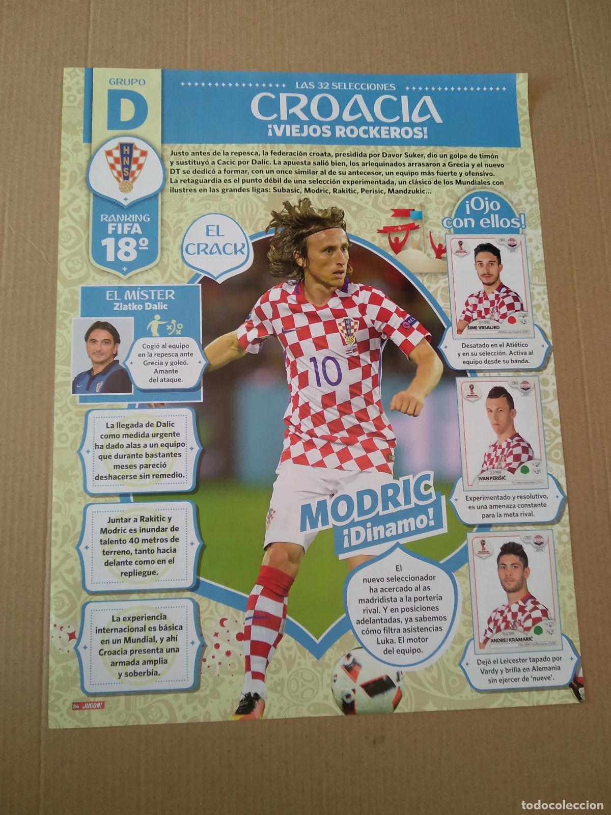 Coleccionismo deportivo: HOJA REVISTA JUGON MUNDIAL 2018 MODRIC CROACIA AG&Uuml;ERO ARGENTINA
