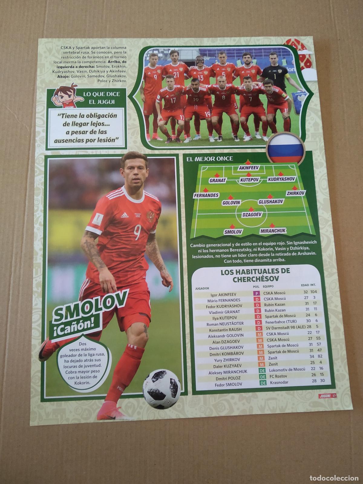 Coleccionismo deportivo: HOJA REVISTA JUGON MUNDIAL 2018 SMOLOV RUSIA LUIS SUAREZ URUGUAY