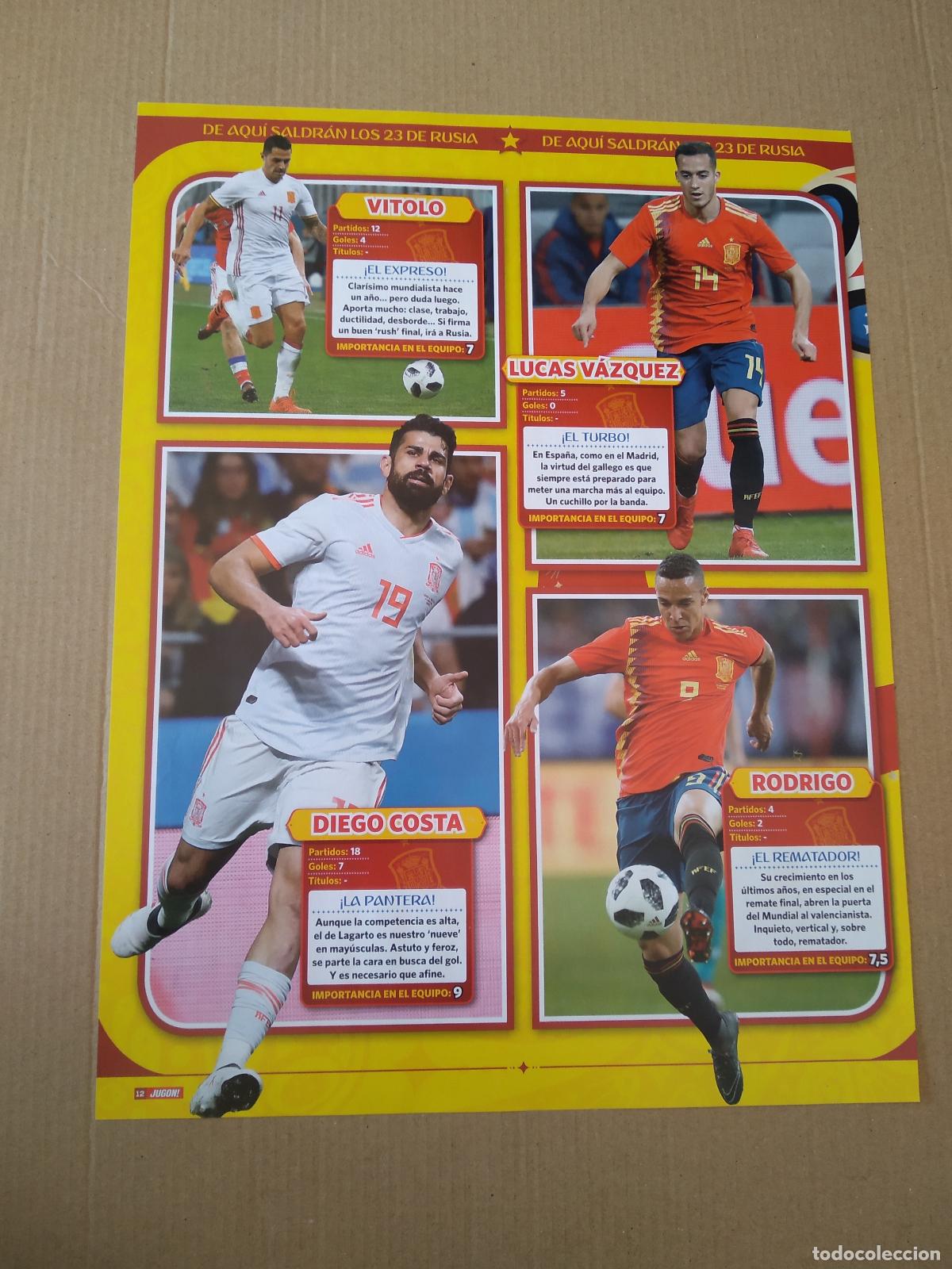Coleccionismo deportivo: HOJA REVISTA JUGON DIEGO COSTA VITOLO LUCAS VAZQUEZ RODRIGO ISCO SAUL &Ntilde;IGUEZ SILVA ASENSIO ESPA&Ntilde;A