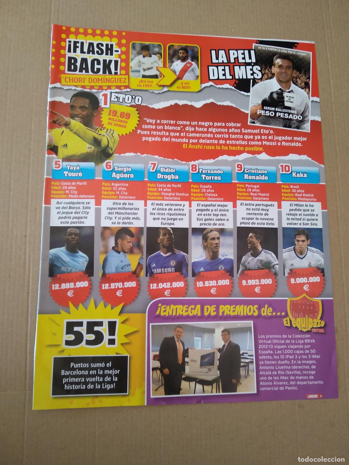 Coleccionismo deportivo: HOJA REVISTA JUGON ETO'O AG&Uuml;ERO DROGBA TORRES CRISTIANO RONALDO KAKA ARANDA CASILLAS BUFFON