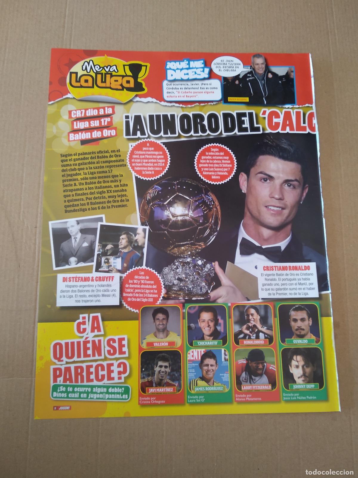 Coleccionismo deportivo: HOJA REVISTA JUGON CRISTIANO RONALDO BALON DE ORO MESSI TURAN LUIS SUAREZ XABI PRIETO