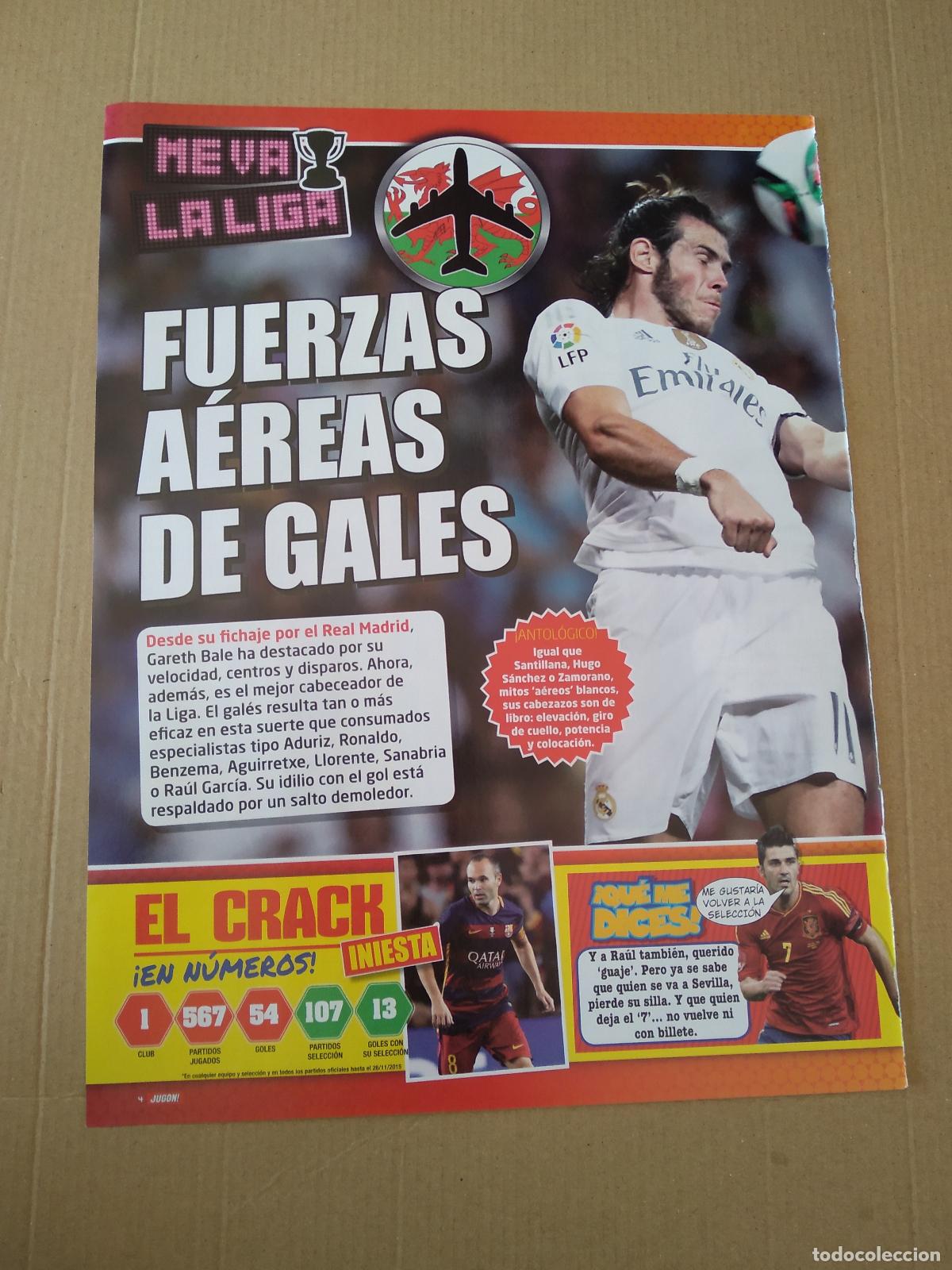 Coleccionismo deportivo: HOJA REVISTA JUGON FUERZA AEREAS DE GALES BALE REAL MADRID CRISTIANO RONALDO NEYMAR PLETIKOSA YOEL