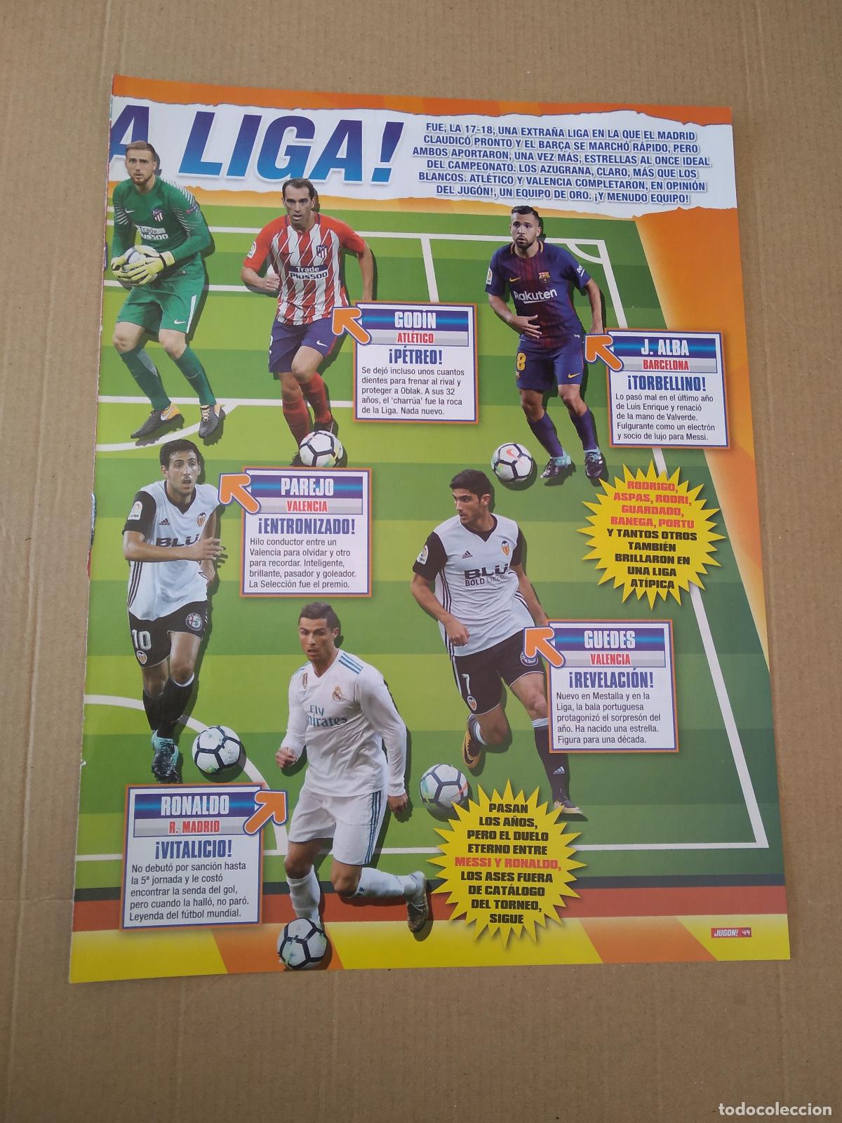 Coleccionismo deportivo: HOJA REVISTA JUGON GODIN PAREJO JORDI ALBA CRISTIANO RONALDO GUEDES EQUIPO PLANTILLA BARCELONA
