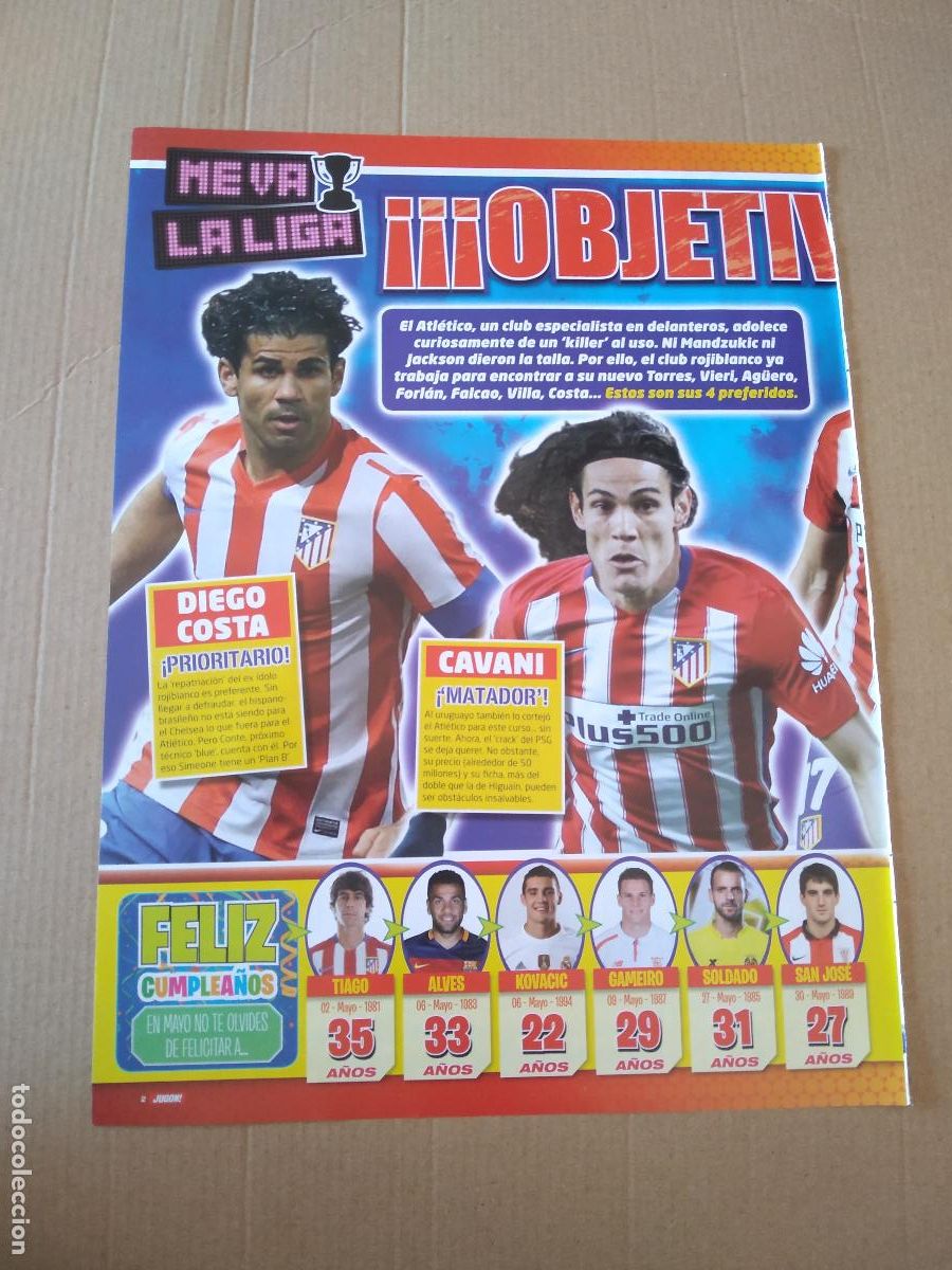 Coleccionismo deportivo: HOJA REVISTA JUGON DIEGO COSTA CAVANI ATLETICO MADRID CRISTIANO RONALDO INIESTA ADURIZ RAMOS MESSI