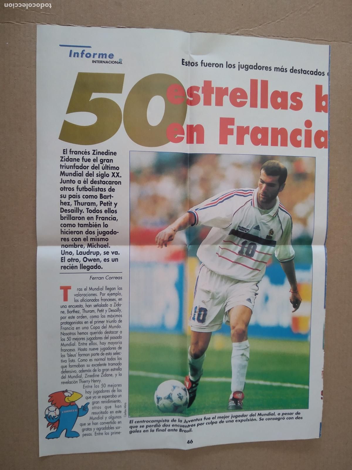 Coleccionismo deportivo: HOJA DE DIARIO PERIODICO 50 ESTRELLAS EN FRANCIA ZIDANE