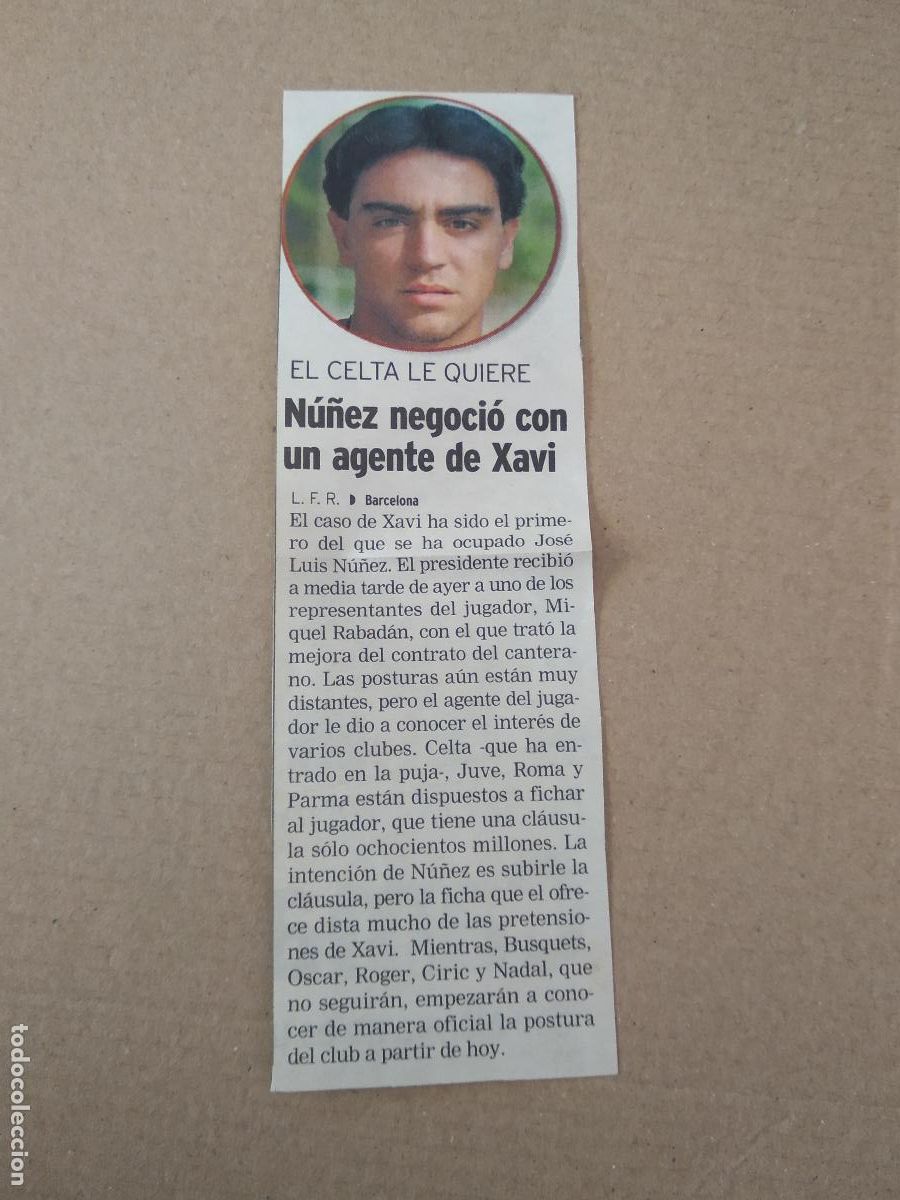 Colecionismo desportivo: ANTIGUO RECORTE REVISTA XAVI BARCELONA BAR&Ccedil;A CAMACHO ESPA&Ntilde;A MIDE 16,8CM X 5,3CM