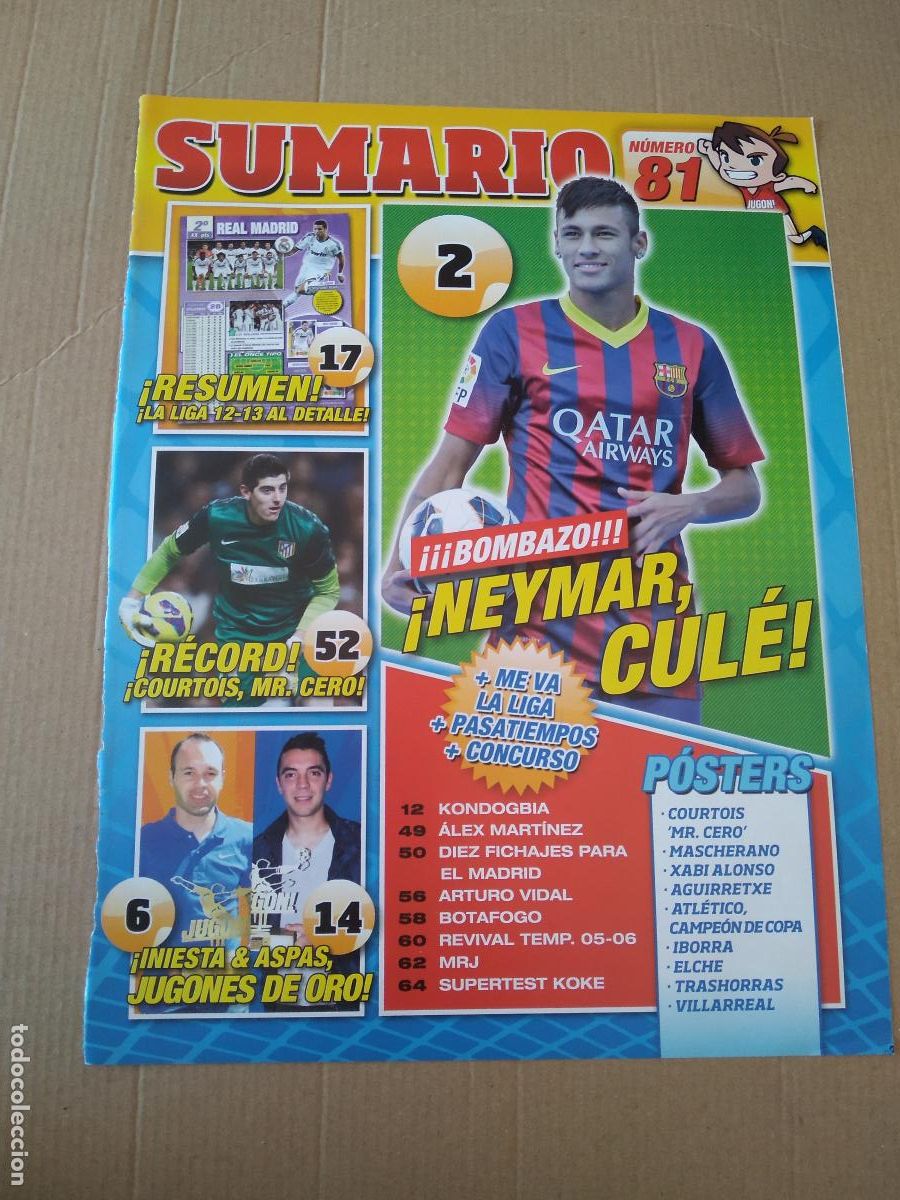 Coleccionismo deportivo: HOJA REVISTA JUGON TIPO REPORTAJE NEYMAR BARCELONA BAR&Ccedil;A COURTOIS INIESTA ASPAS