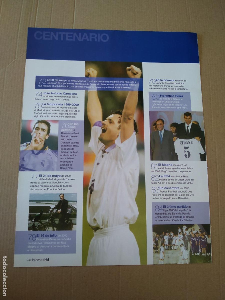 Coleccionismo deportivo: HOJA REVISTA REAL MADRID MIJATOVIC FLORENTINO RAUL ZIDANE VALDANO CASILLAS QUINTA DEL BUITRE