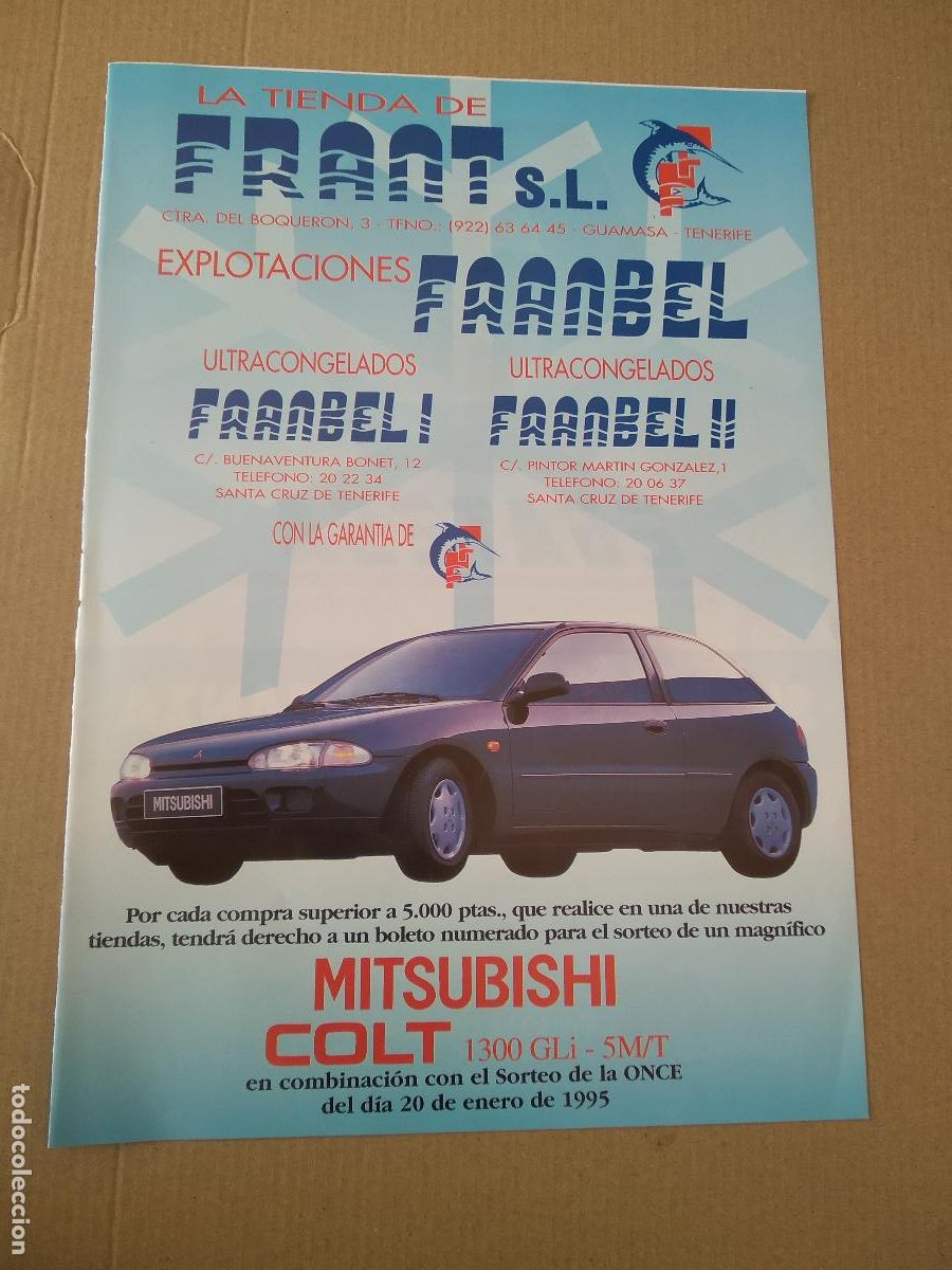 Coleccionismo deportivo: HOJA REVISTA TENERIFE PUBLICIDAD MITSUBISHI EGATESA EXPLOTACIONES GANADERAS