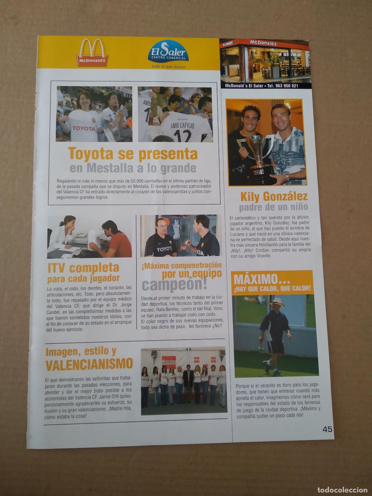 Coleccionismo deportivo: HOJA REVISTA VALENCIA TOYOTA KILY GONZALEZ VICENTE DIEGO BRAGUINSKY