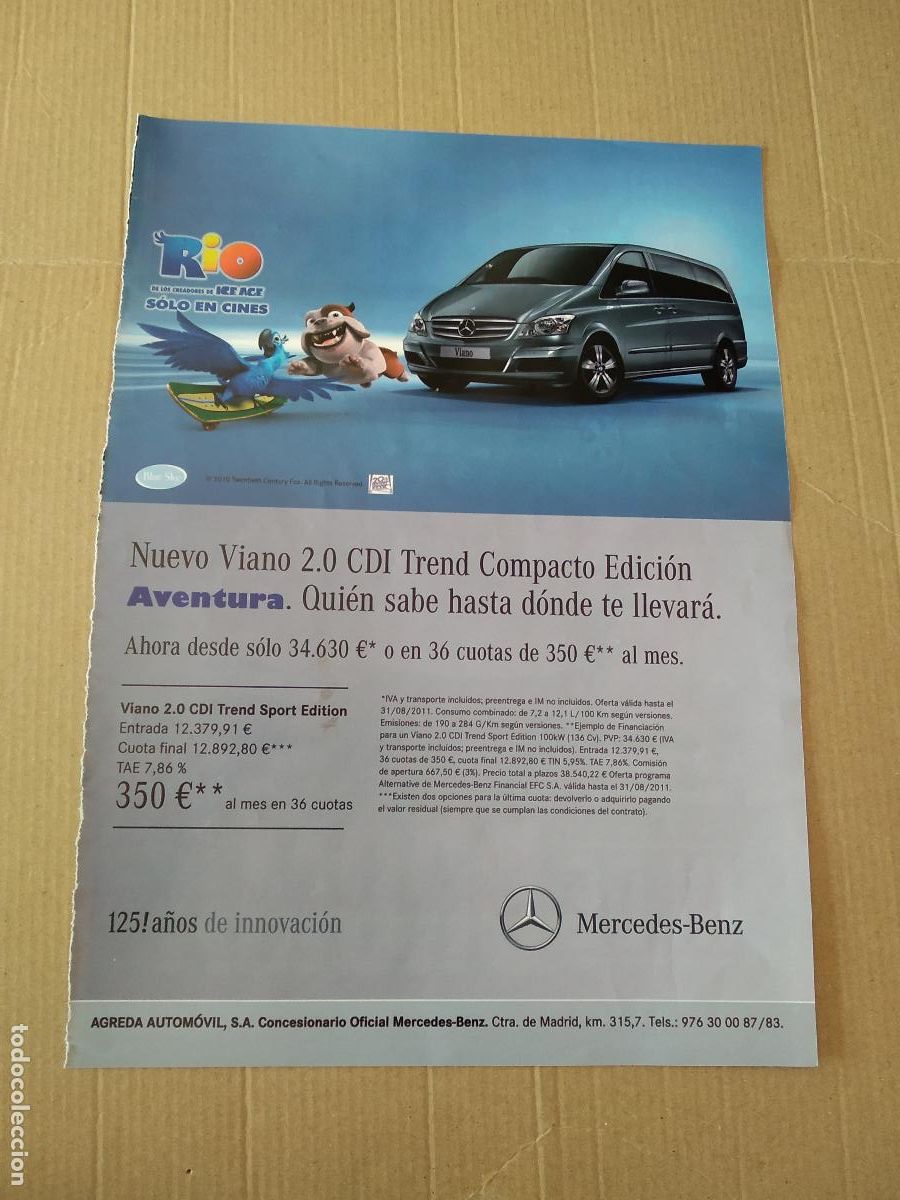 Coleccionismo deportivo: HOJA REVISTA ZARAGOZA PUBLICIDAD MERCEDES-BENZ AMBAR