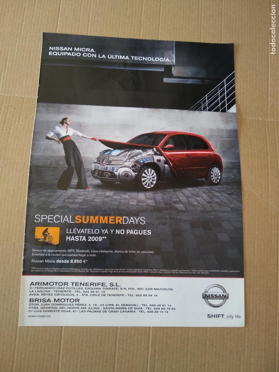 Coleccionismo deportivo: HOJA REVISTA TENERIFE CLASIFICACION PUBLICIDAD COCHE NISSAN
