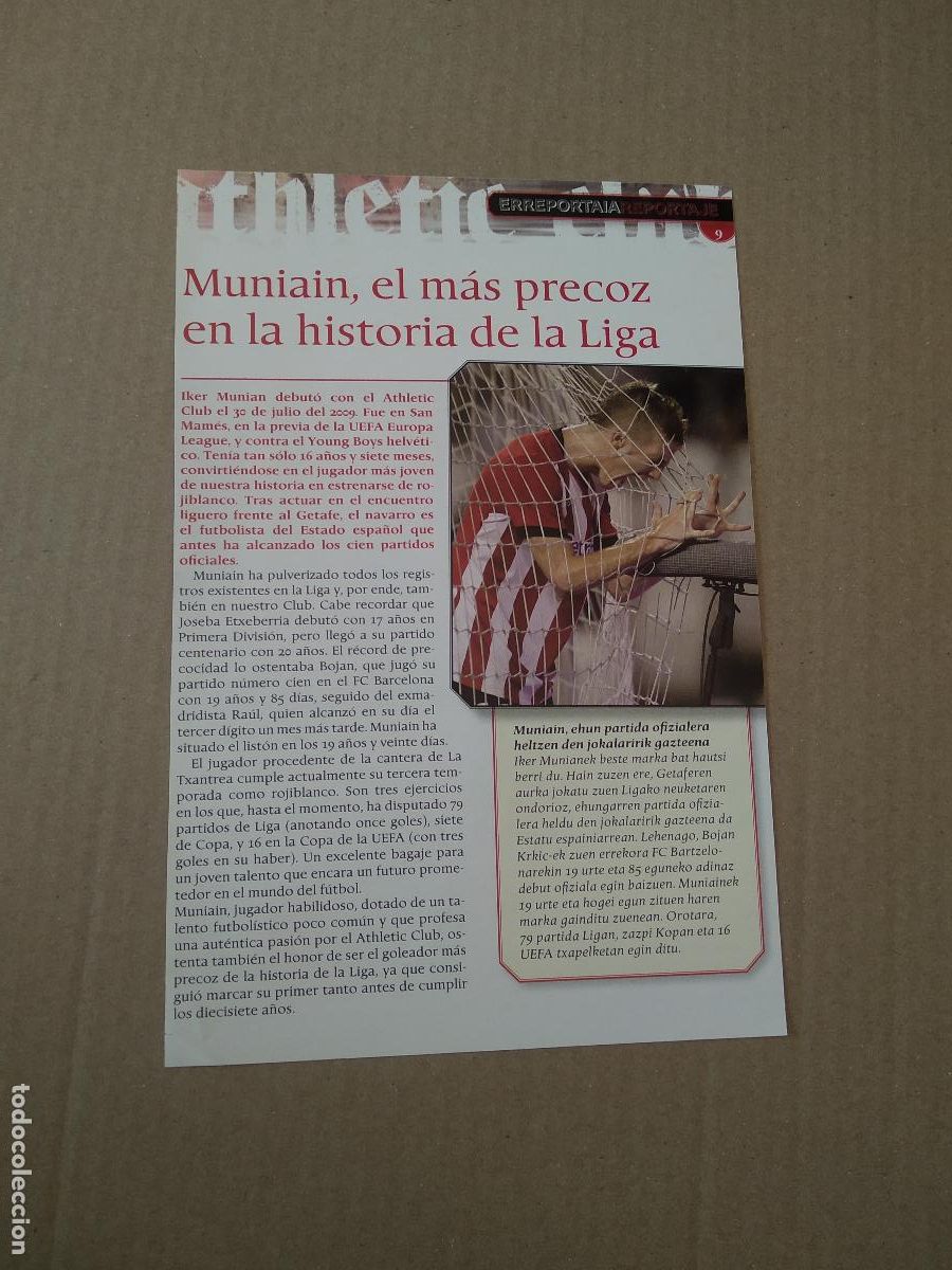 Coleccionismo deportivo: HOJA REVISTA ATHLETIC CLUB BILBAO TIPO REPORTAJE MUNIAIN GOL LLORENTE SUSAETA