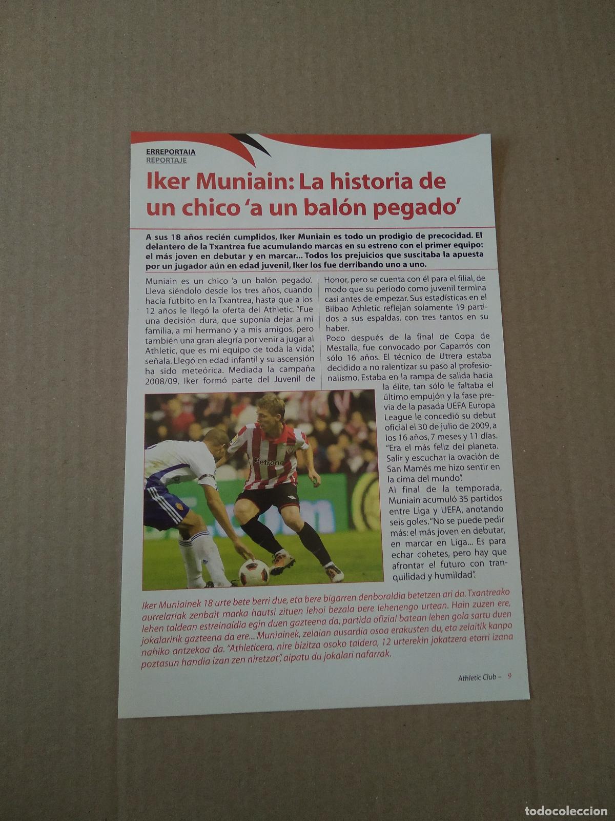 Coleccionismo deportivo: HOJA REVISTA ATHLETIC CLUB BILBAO TIPO REPORTAJE IKER MUNIAIN VS ZARAGOZA PUBLICIDAD SEAT COCHE