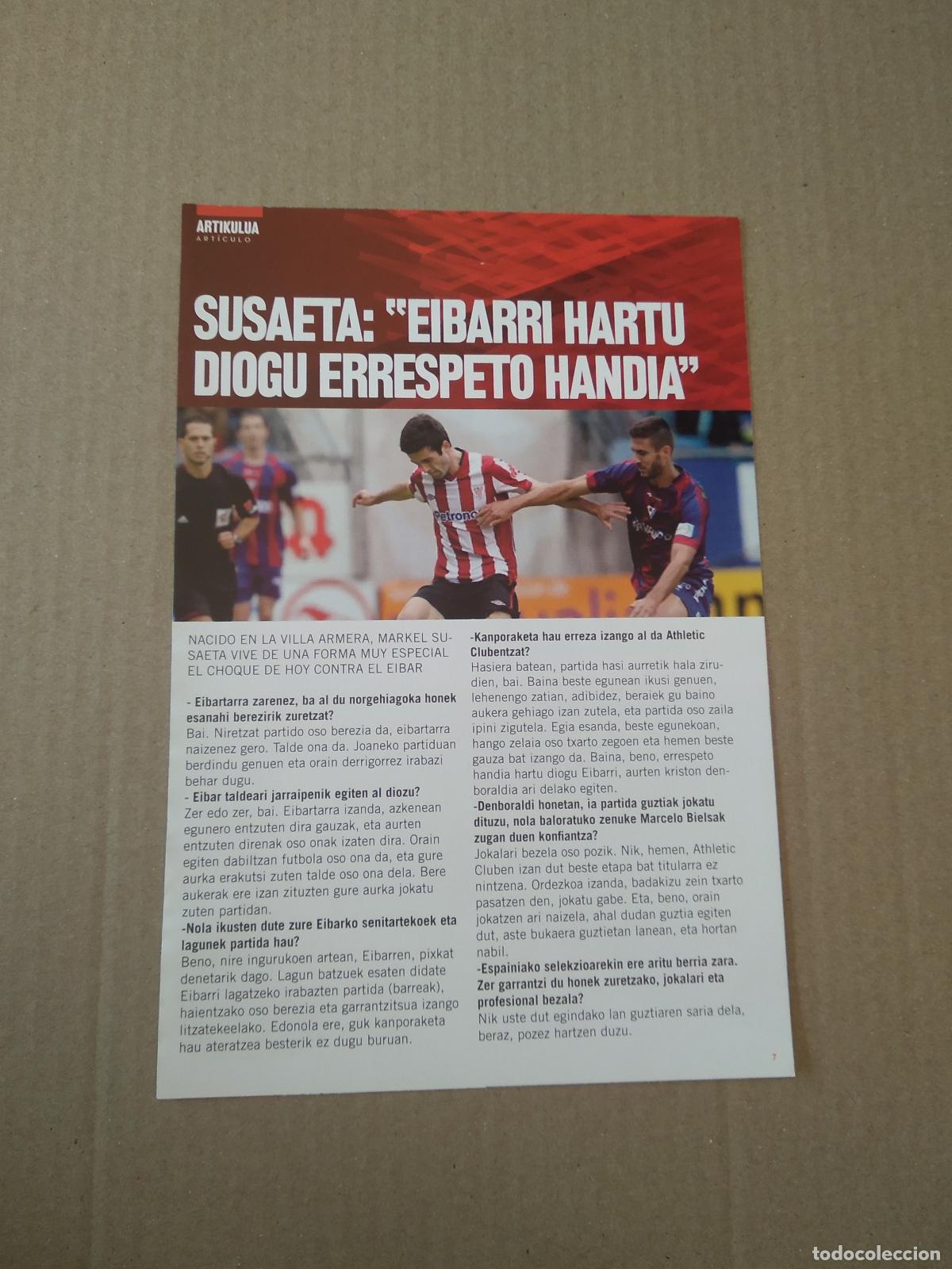 Coleccionismo deportivo: HOJA REVISTA ATHLETIC CLUB BILBAO ENTREVISTA SUSAETA PUBLICIDAD SAN MIGUEL CERVEZA