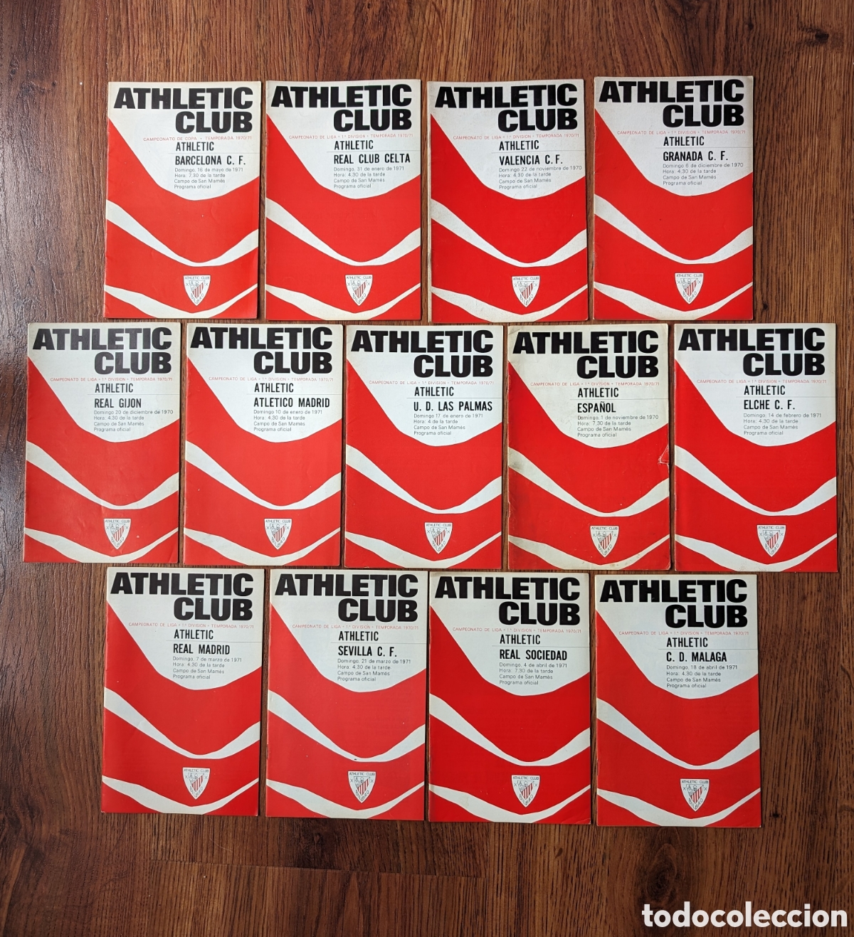 Sports collectibles: 13 Programas del ATHLETIC Temporada 1970 - 1971 Athletic Club de Bilbao