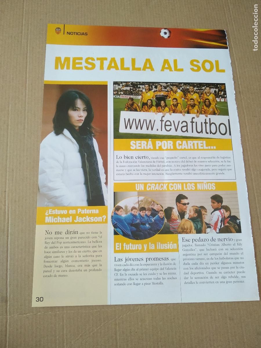 Coleccionismo deportivo: HOJA REVISTA VALENCIA PATERNA MICHAEL JACKSON SELECCION VALENCIANA EQUIPO KILY GONZALEZ TROFEOS
