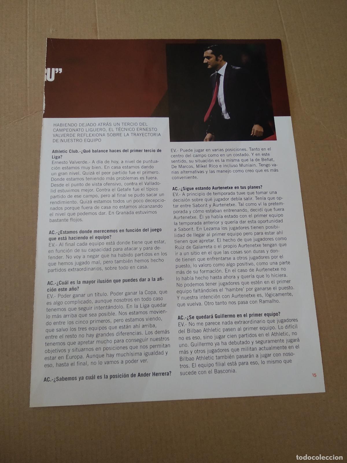 Coleccionismo deportivo: HOJA REVISTA ATHLETIC CLUB BILBAO ENTREVISTA VALVERDE PUBLICIDAD SAN MIGUEL