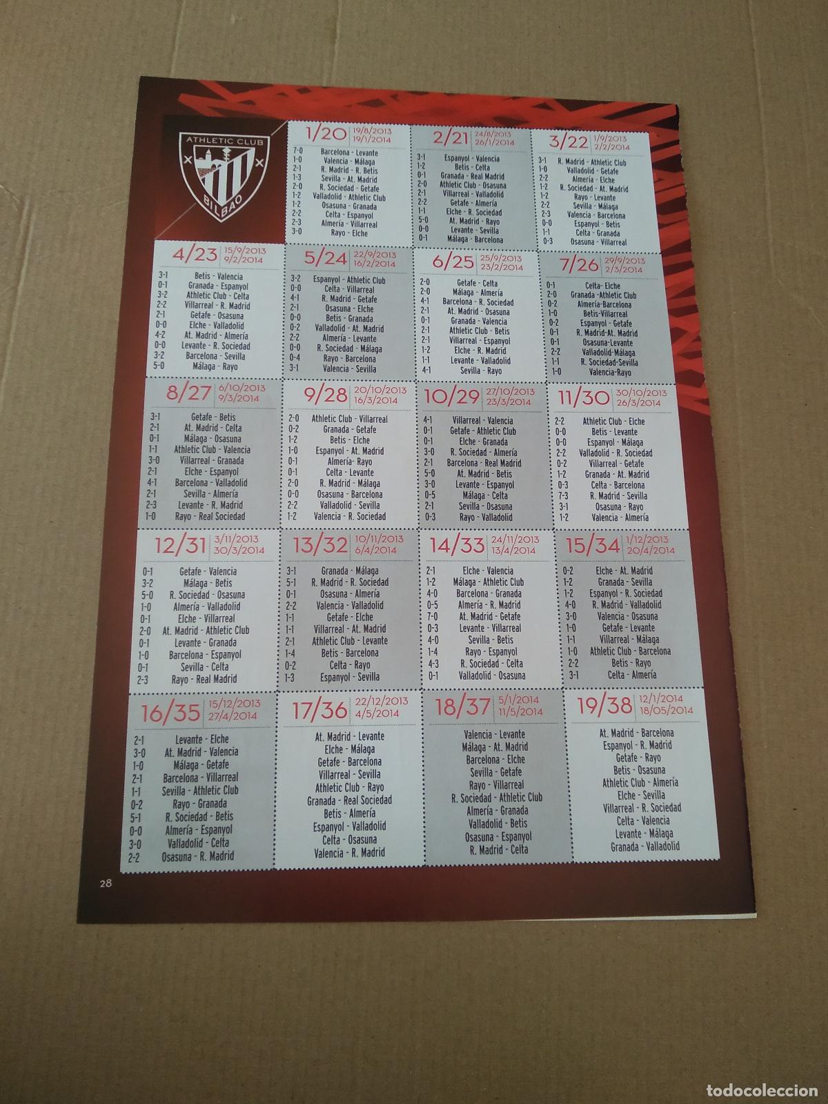 Sports collectibles: HOJA REVISTA ATHLETIC CLUB BILBAO CALENDARIO DE LIGA CLASIFICACION JUGADORES PICHICHI ZAMORA