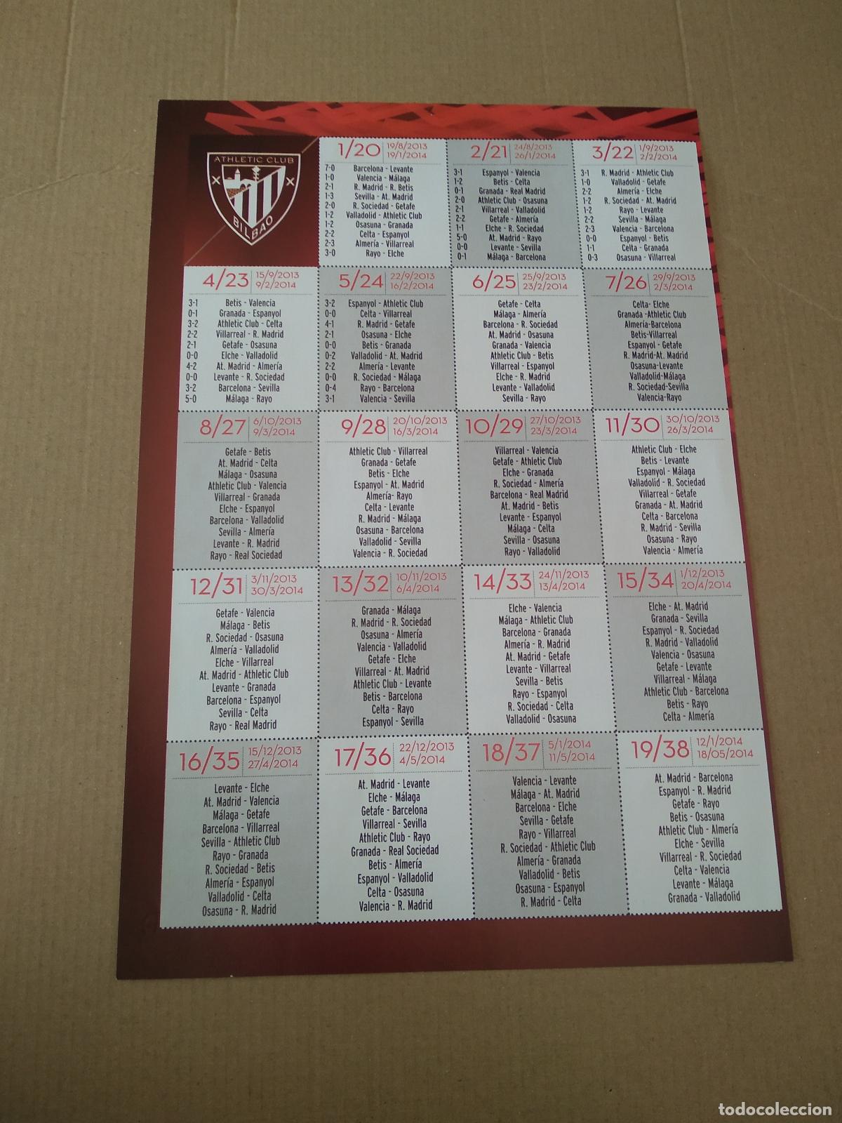Sports collectibles: HOJA REVISTA ATHLETIC CLUB BILBAO CALENDARIO DE LIGA CLASIFICACION JUGADORES PICHICHI ZAMORA