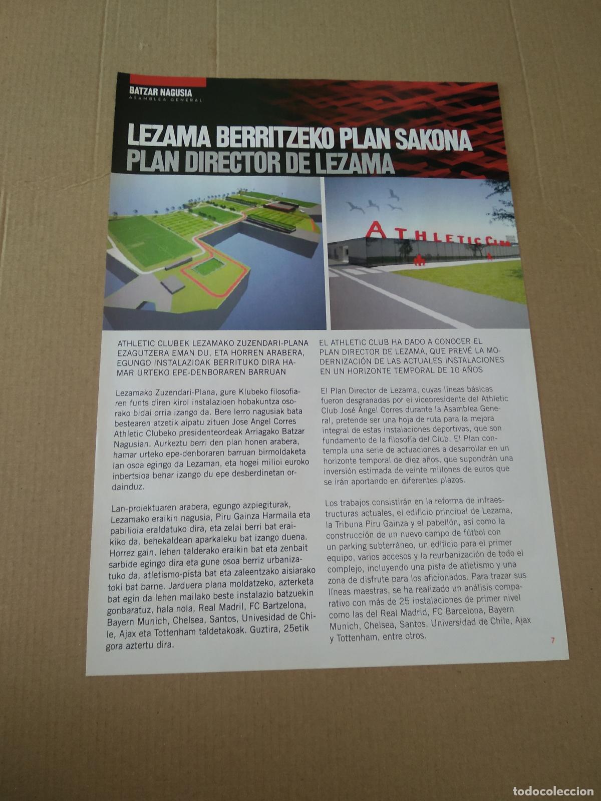 Coleccionismo deportivo: HOJA REVISTA ATHLETIC CLUB BILBAO PUBLICIDAD SEAT PLAN DIRECTOR DE LEZAMA