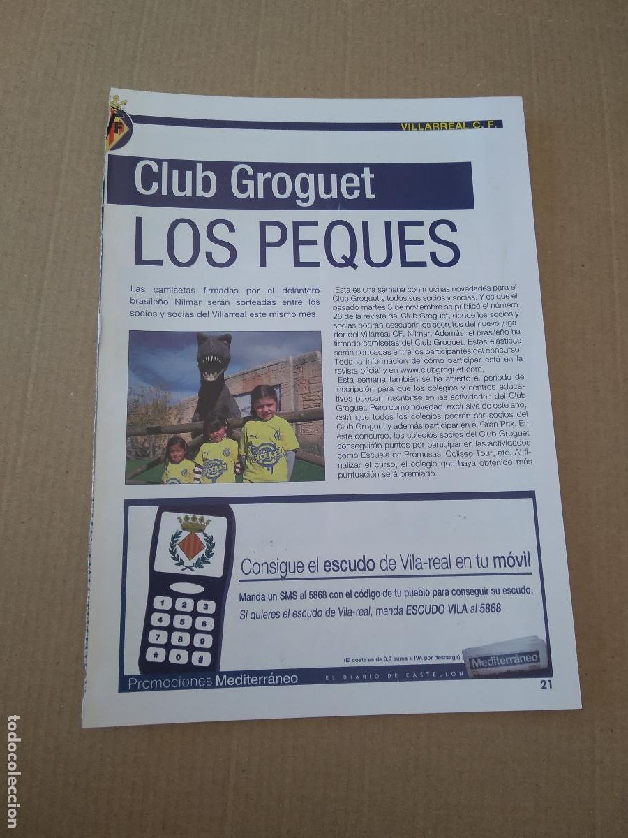 Collezionismo sportivo: HOJA REVISTA VILLARREAL CLUB GROGUET LOS PEQUES AFICION FANS