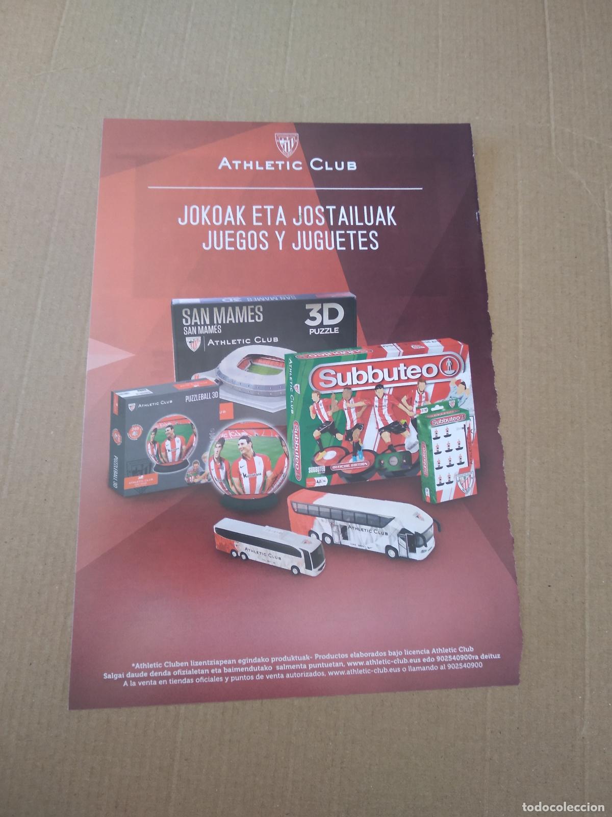 Coleccionismo deportivo: HOJA REVISTA ATHLETIC CLUB BILBAO PUBLICIDAD TIENDA JUEGOS Y JUGUETES SUSAETA VS ATLETICO MADRID