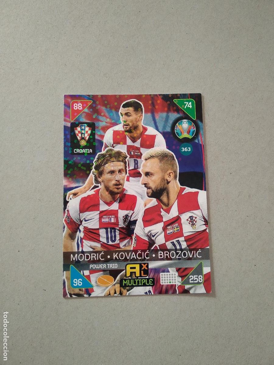 Coleccionismo deportivo: 363 MODRIC KOVACIC BROZOVIC CROACIA CROMO FUTBOL PANINI ADRENALYN EURO 2020 EUROCOPA KICK OFF 2021