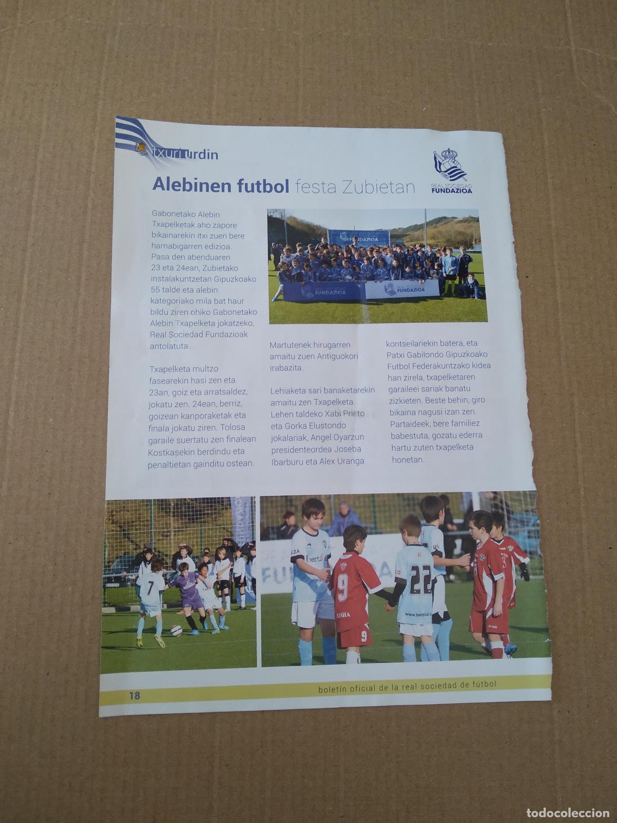 Coleccionismo deportivo: HOJA REVISTA REAL SOCIEDAD FIESTA ZUBIETA ALEVIN PUBLICIDAD FORECAST NISSAN SUITAL JOSE MARI OPTICOS