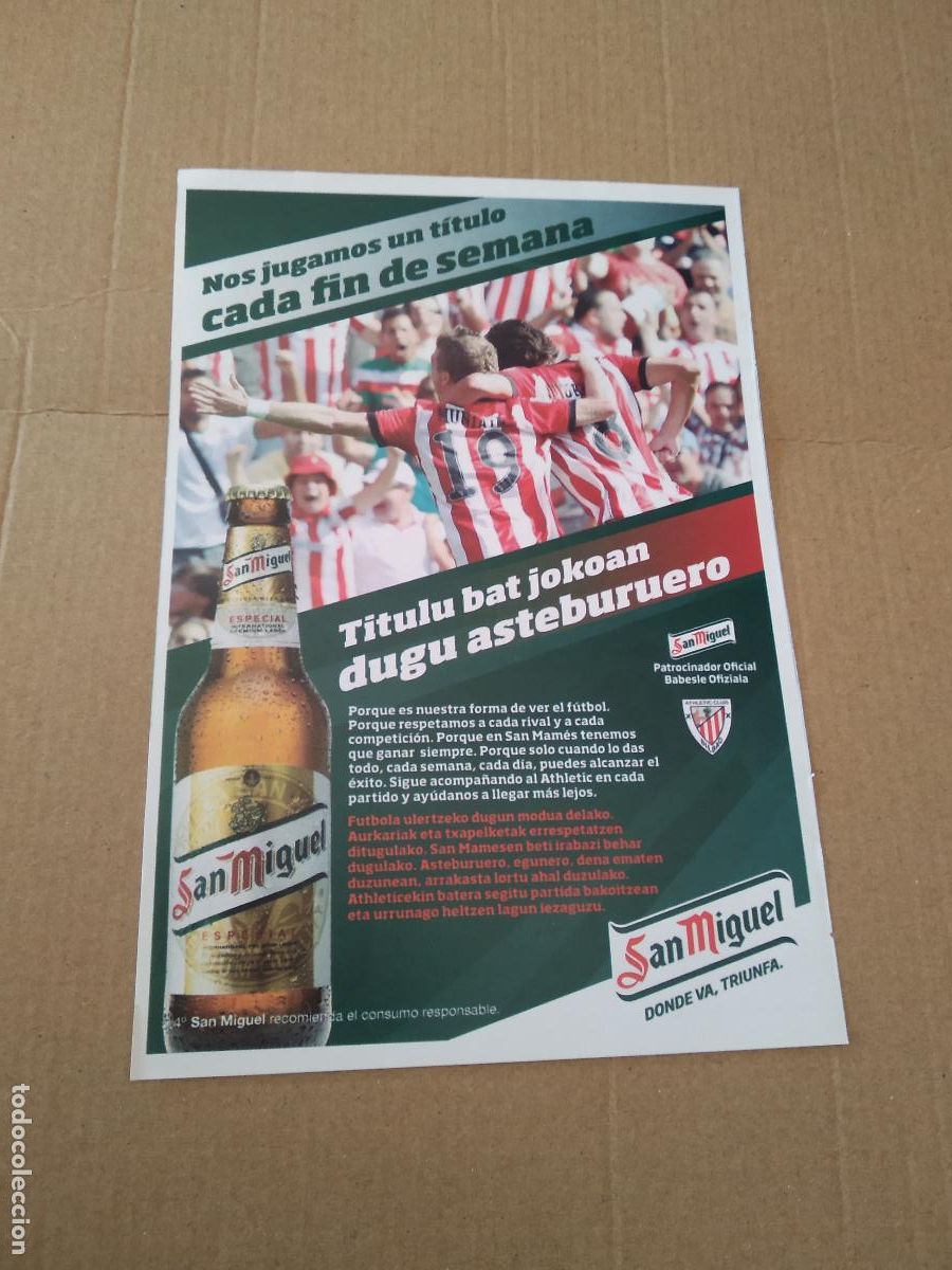 Coleccionismo deportivo: HOJA REVISTA ATHLETIC CLUB BILBAO PUBLICIDAD SAN MIGUEL ALVAREZ IZQUIERDO SERGIO MENDIGUTXIA MUSEO
