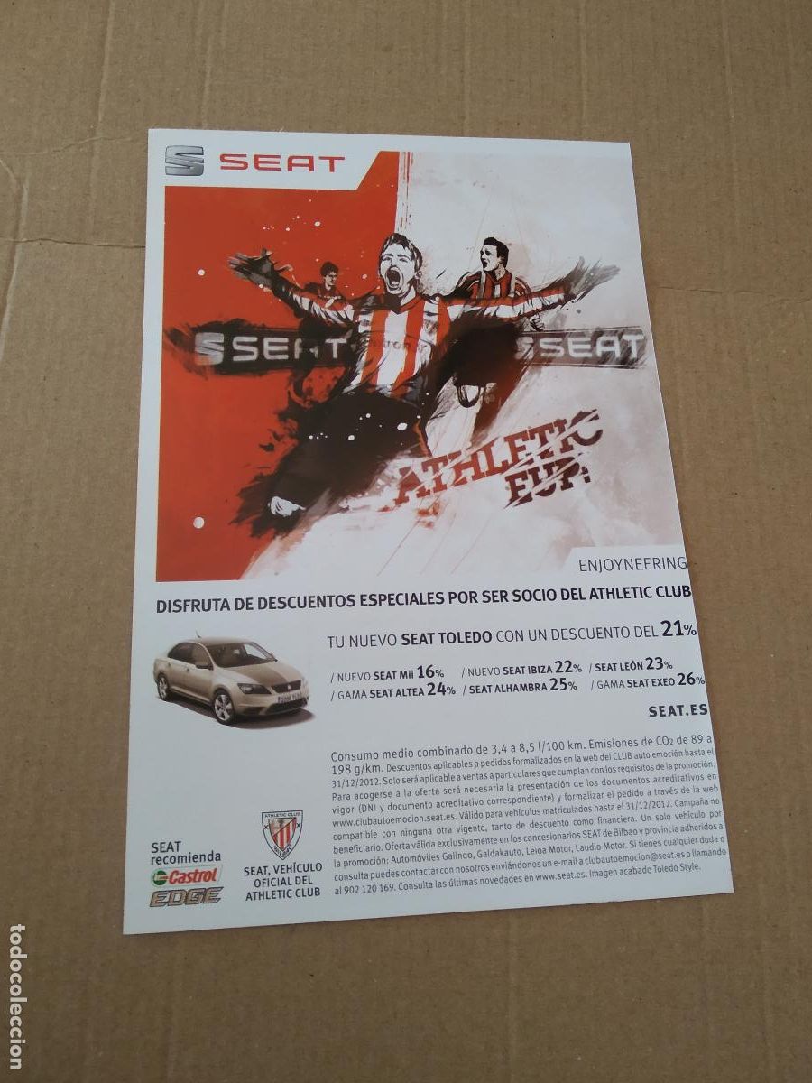 Coleccionismo deportivo: HOJA REVISTA ATHLETIC CLUB BILBAO PUBLICIDAD SEAT EDITORIAL