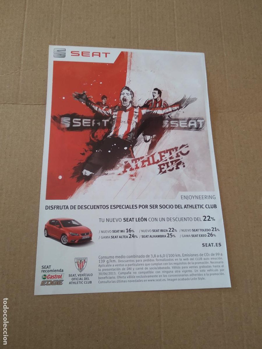 Coleccionismo deportivo: HOJA REVISTA ATHLETIC CLUB BILBAO PUBLICIDAD SEAT HERNANDEZ HERNANDEZ ASAMBLEA EXJUGADORES SOCIOS