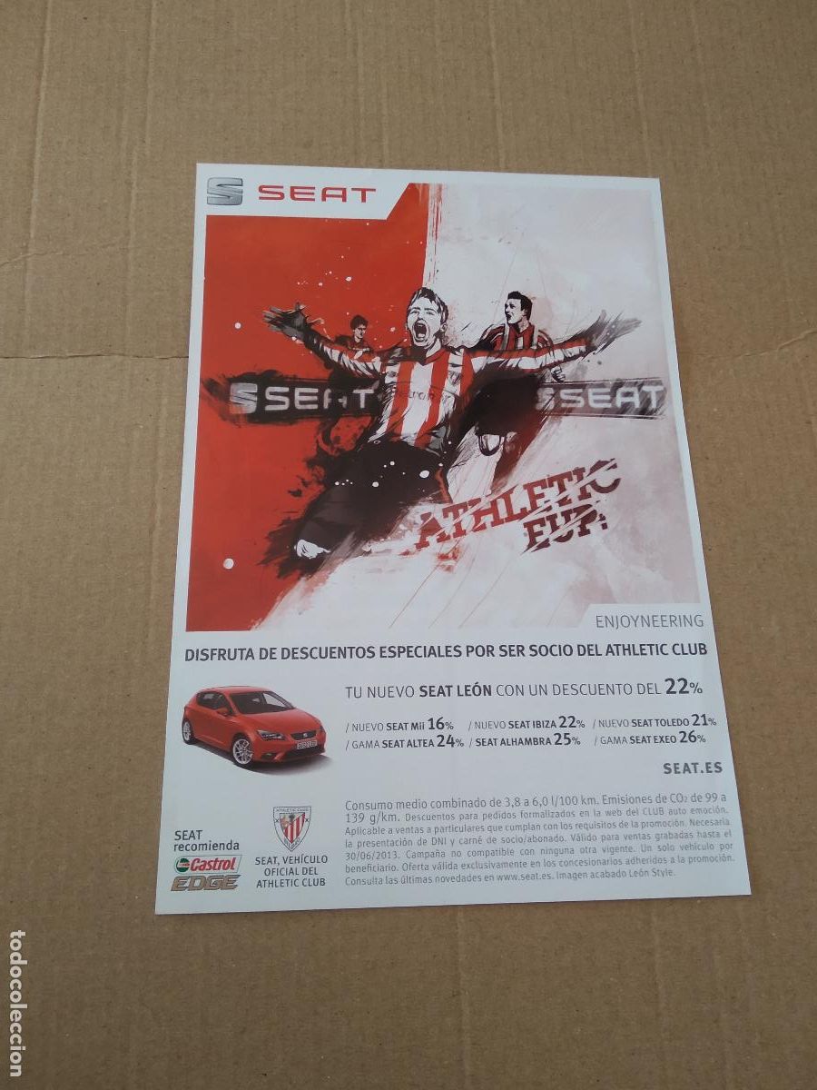 Coleccionismo deportivo: HOJA REVISTA ATHLETIC CLUB BILBAO PUBLICIDAD SEAT TEIXEIRA VITIENES LAPORTE DESPEDIDA DE SAN MAMES