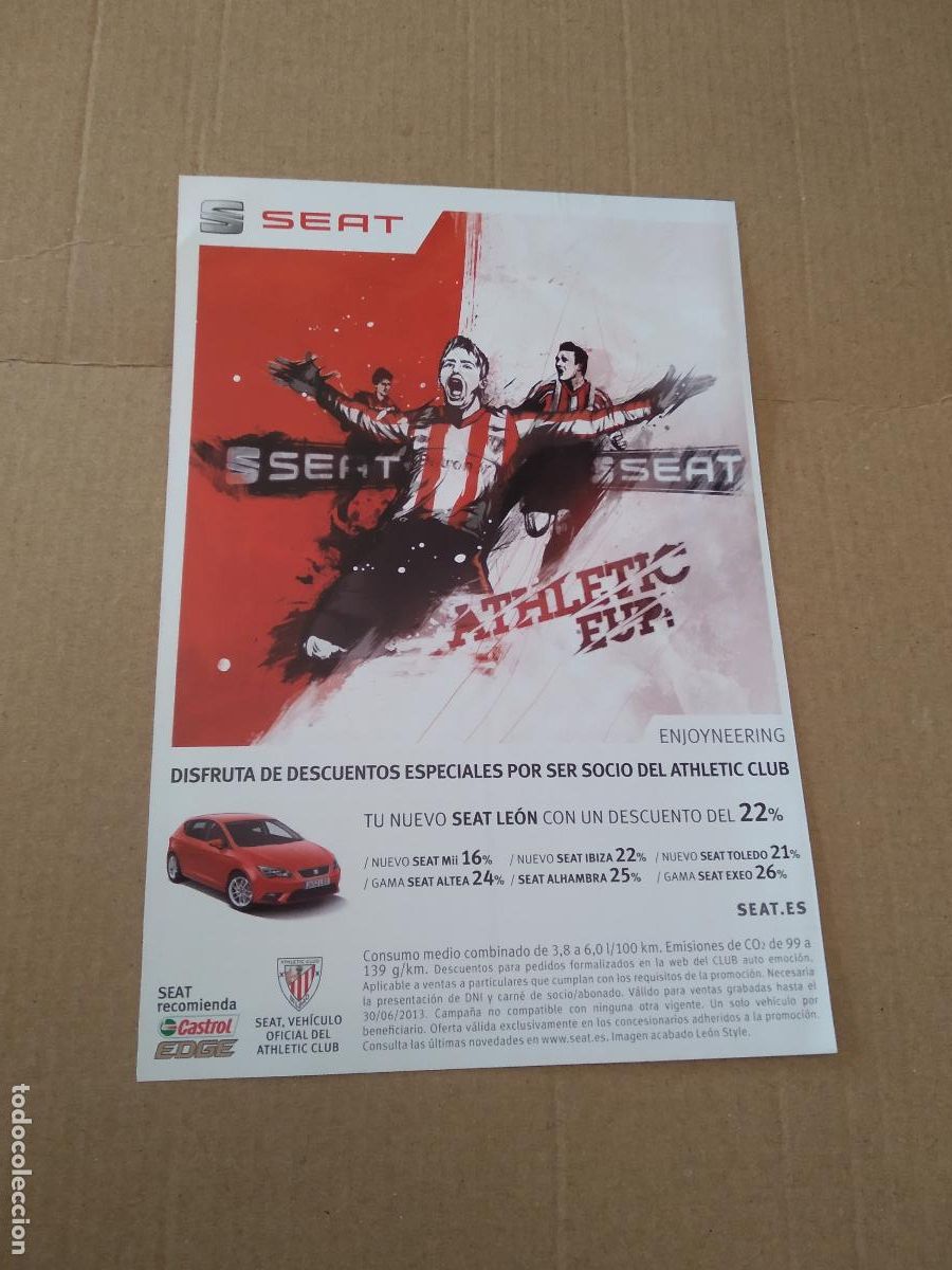 Coleccionismo deportivo: HOJA REVISTA ATHLETIC CLUB BILBAO PUBLICIDAD SEAT IGLESIAS VILLANUEVA COPA DE CAMPEONES LAPORTE