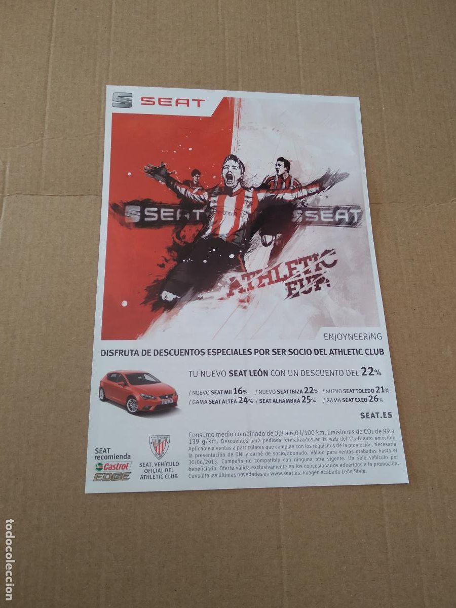 Coleccionismo deportivo: HOJA REVISTA ATHLETIC CLUB BILBAO PUBLICIDAD SEAT TEIXEIRA VITIENES TIENDA OFICIAL JUVENIL SOCIOS