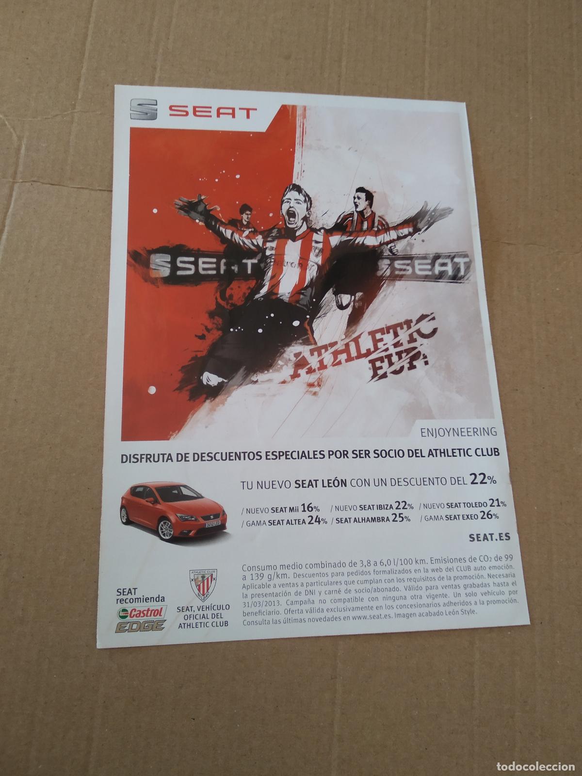 Coleccionismo deportivo: HOJA REVISTA ATHLETIC CLUB BILBAO PUBLICIDAD SEAT EDITORIAL